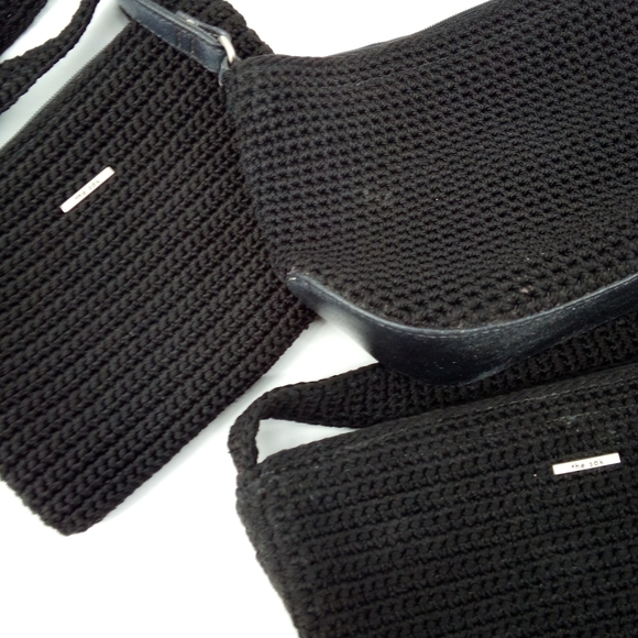 The SAK Black Knit Leather Trio Bundle Small Medium Shoulder Bags Bag Casual - Picture 16 of 16